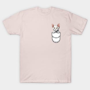 Funny Devon Rex Pocket Cat T-Shirt